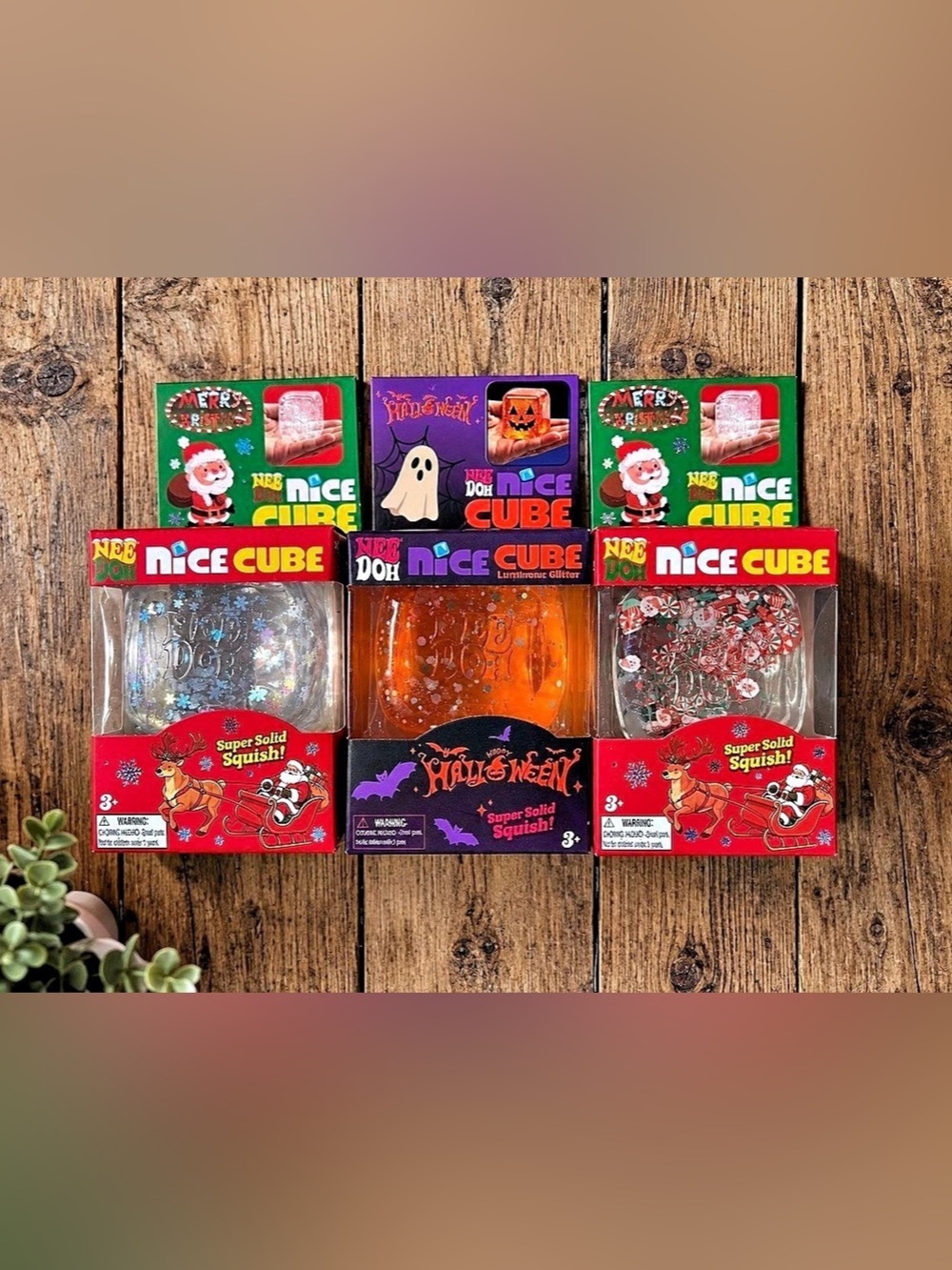 NeeDoh Nice Cube Holiday Squish Cube Set of 3 Christmas Halloween